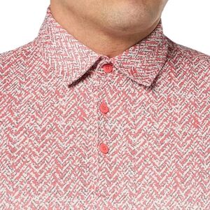 NWT Adidas Red and White Golf Polo Shirt with Geometric Pattern Size XL